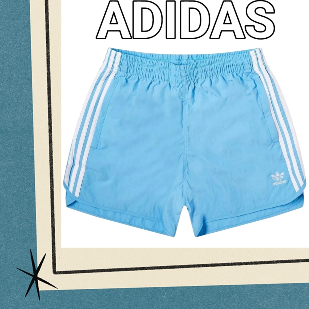 Adidas Light Blue Classics 3 Stripes Sprinter Shorts Small NWT